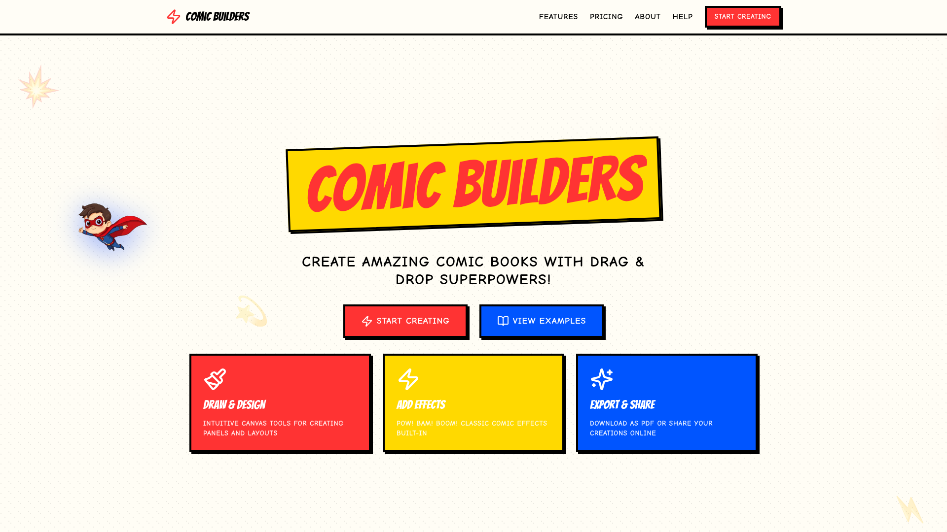 Comic Builders — homepage hero