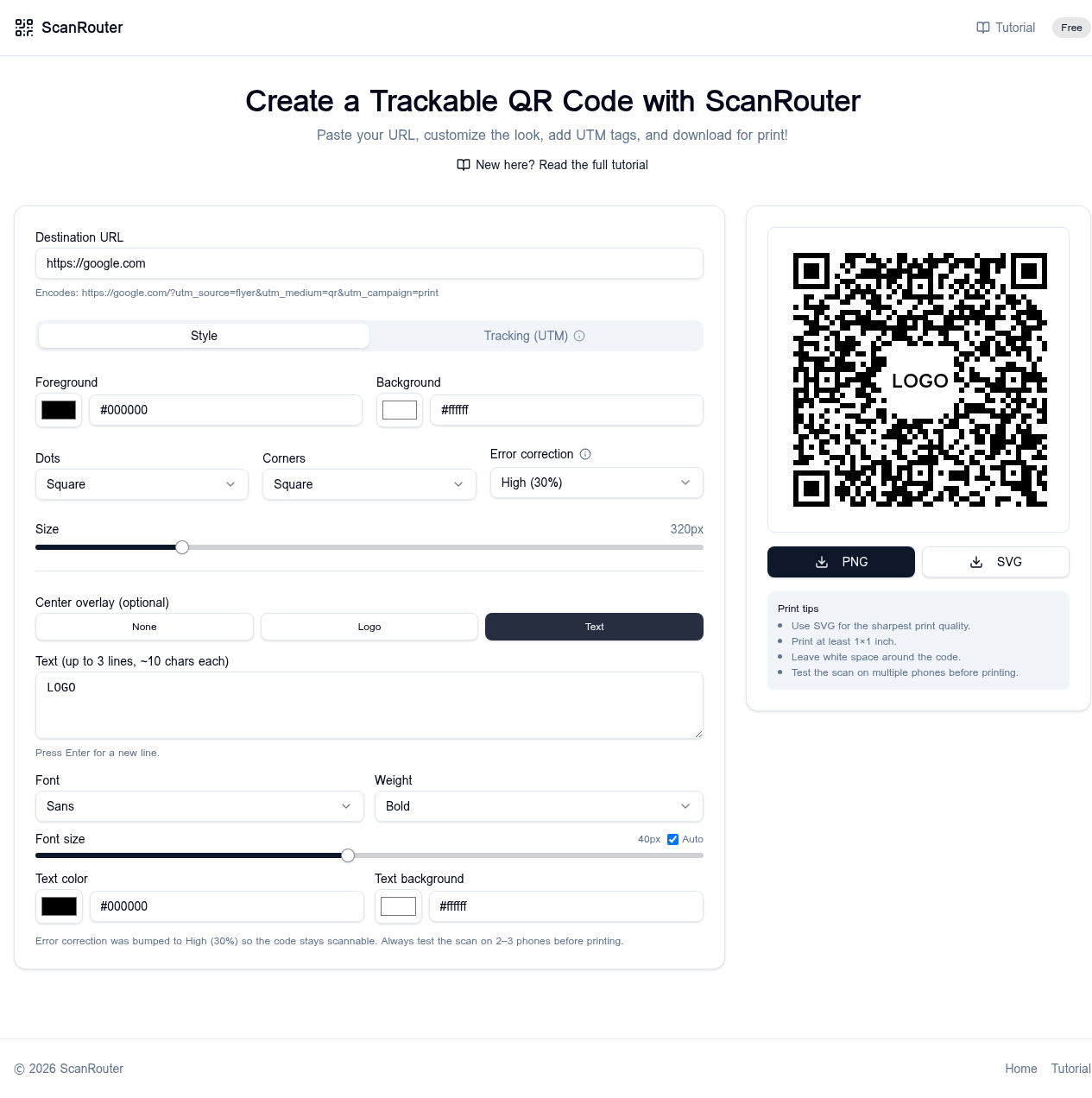 Scan Router — scan analytics dashboard with geography and device breakdown